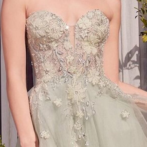 Sage green prom dress, formal ball gown wedding mother of the bride dress - Picture 2 of 6